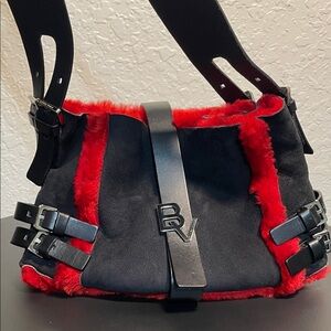 BOTTEGA VENETA Shearling crossbody bag w/pouch